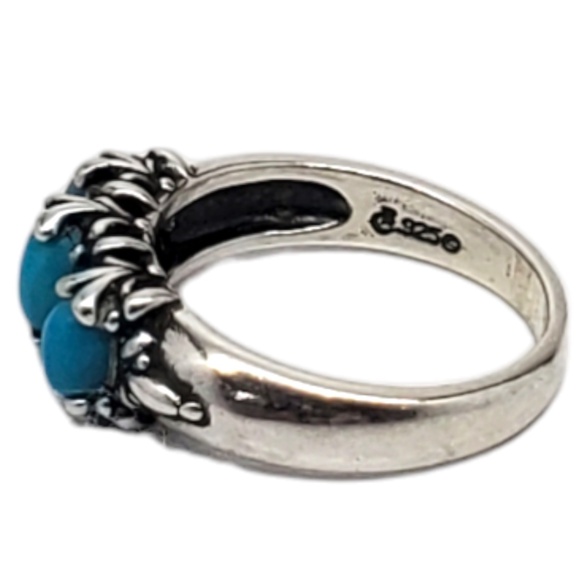 Carolyn Pollack Sterling Silver and 3 Stone Turquoise Ring Size 7.25 #17113 - Picture 2 of 7